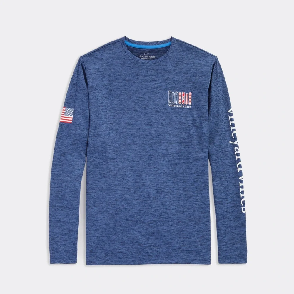 Vineyard Vines USA Snowboards Long-Sleeve Harbor Performance Tee - Picture 3 of 5